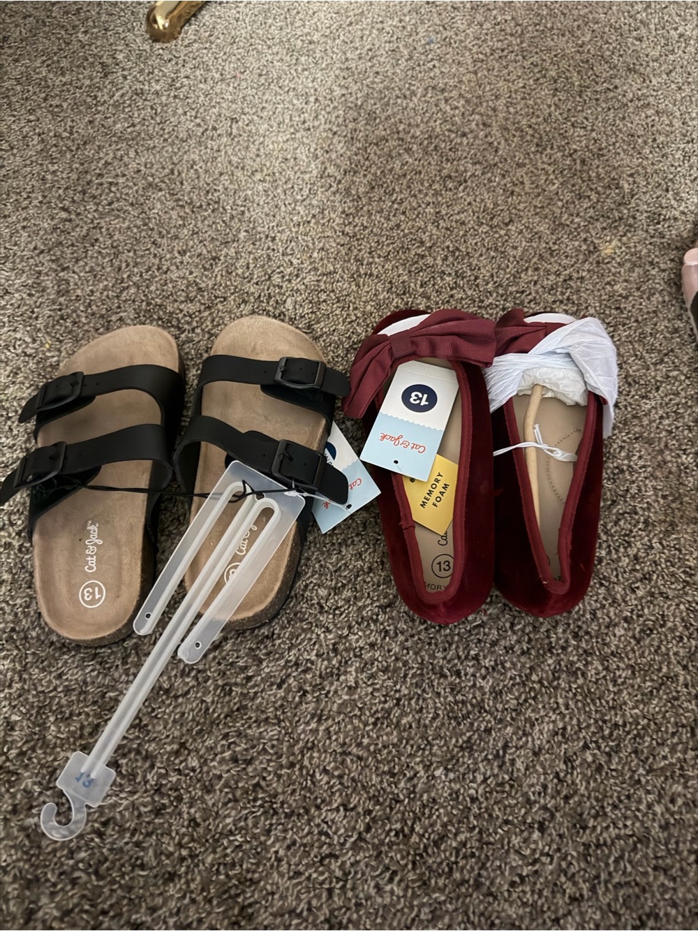 Cat & Jack Girls Burgundy Bow Slip-On Flats